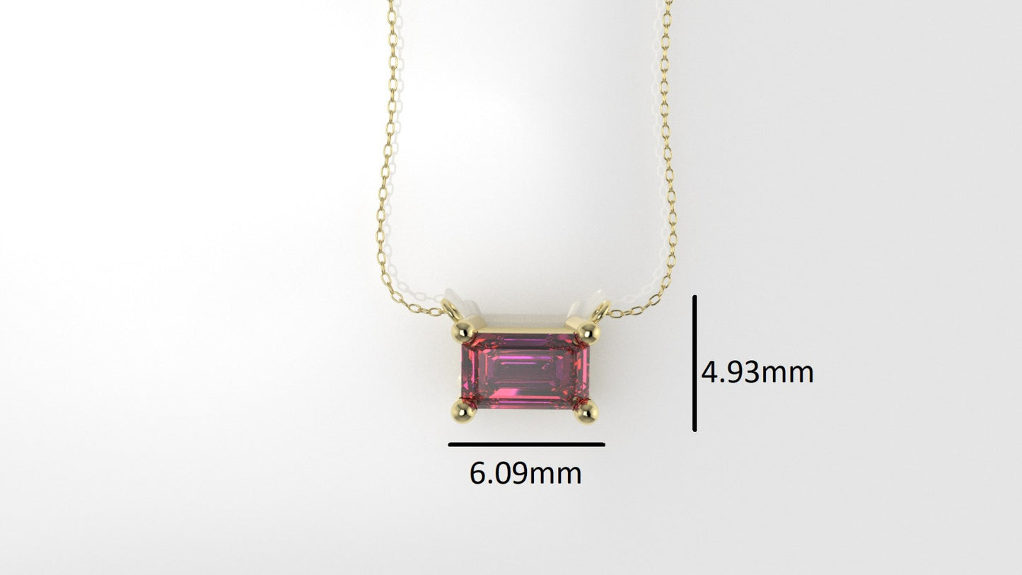 14K Pendant with 1 TOURMALINE PINK GENUINE, includes 18 inch Chain, "rectangular stone"