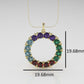 14K Pendant with 4 Ruby, 4 Emerald, 4 Aquamarine, 4 Amethyst, includes 18 inch Chain, "circle"