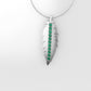 14K Pendant with 11 EMERALDS 1mm each, includes 18 inch Chain, "bird feather in solid gold"