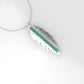 14K Pendant with 11 EMERALDS 1mm each, includes 18 inch Chain, "bird feather in solid gold"