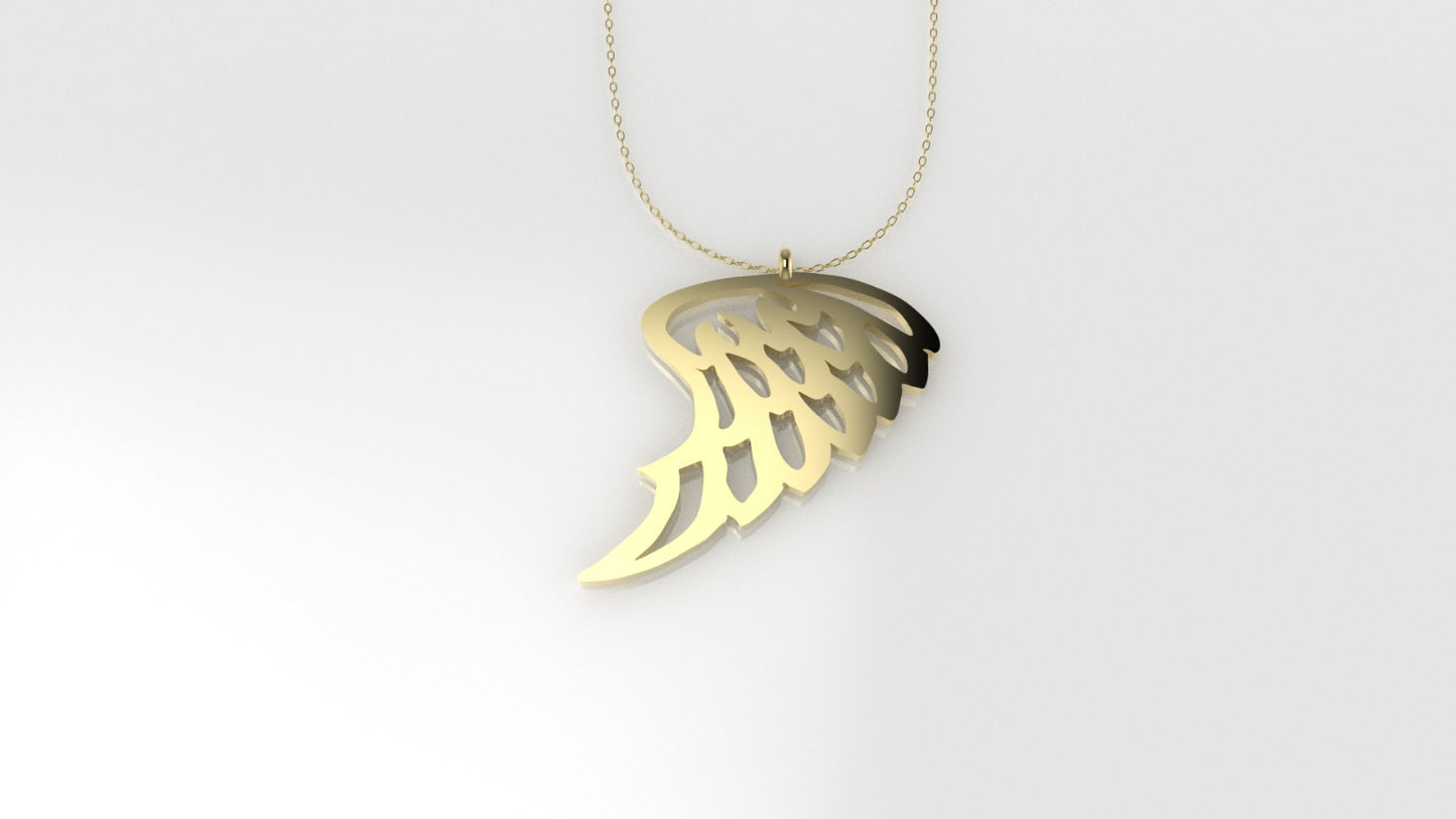 14K Pendant, includes 18 inch chain, "angel wing style, solid gold"