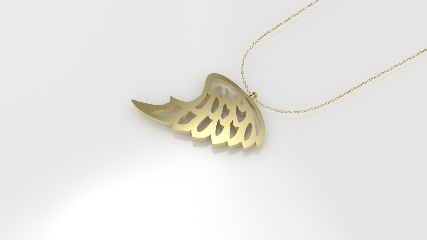 14K Pendant, includes 18 inch chain, "angel wing style, solid gold"