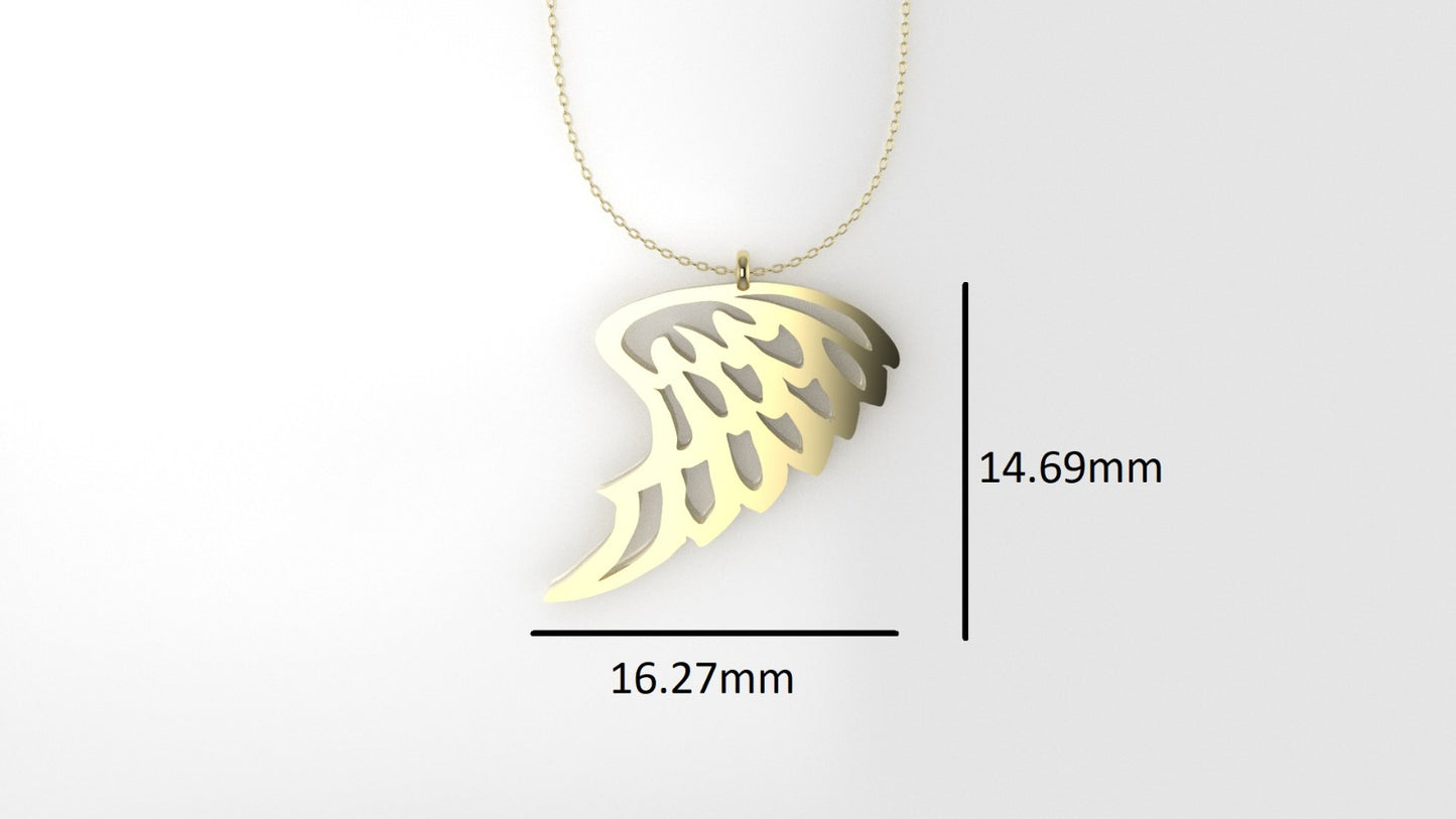 14K Pendant, includes 18 inch chain, "angel wing style, solid gold"