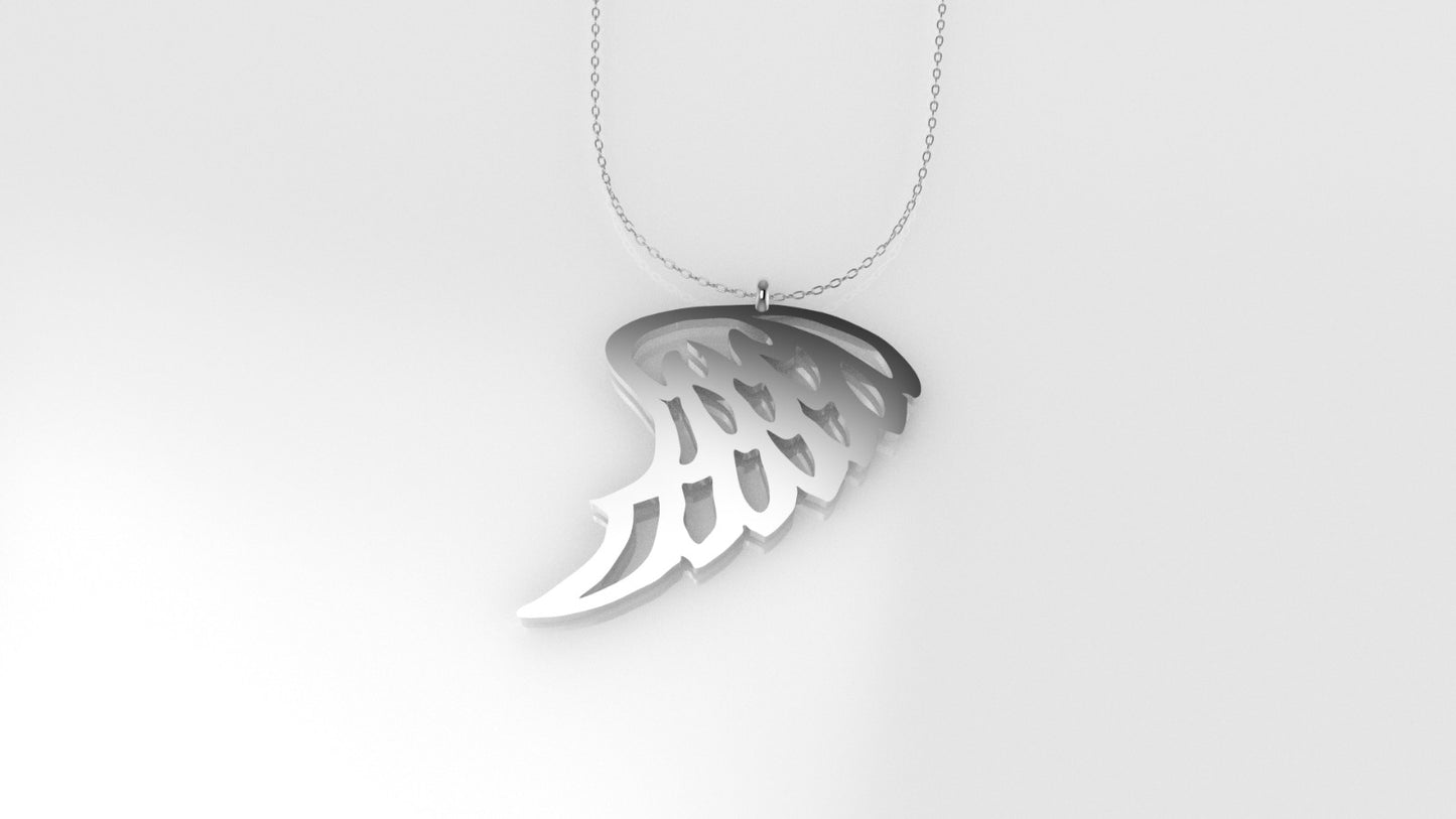 14K Pendant, includes 18 inch chain, "angel wing style, solid gold"