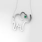 14K Pendant with 1 EMERALD 2mm, includes 18 inch Chain, "Elephant solid gold"