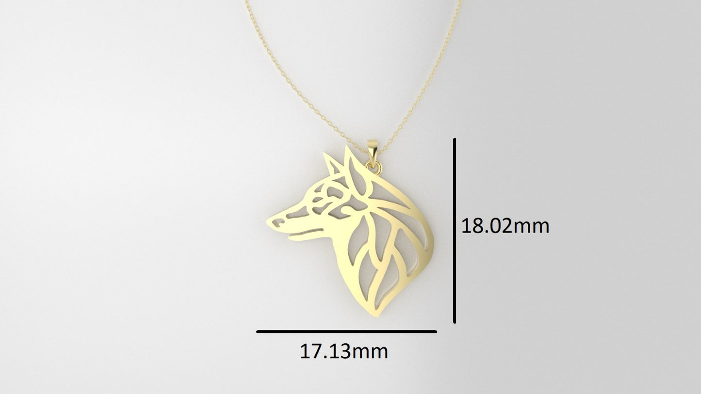 14K Pendant, includes 18 inch chain, "wolf face in solid gold"