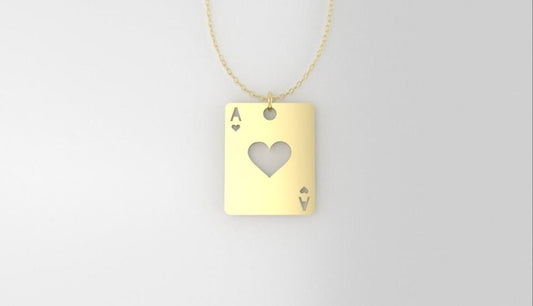 14K Pendant, includes 18 inch chain, "figure of an "A" of hearts in solid gold"