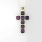 14K Pendant with 7 Amethyst 5.5mm each, Only Pendant, " cross style"