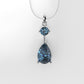 14K Pendant with 2 Blue Topaz, Only Pendant, "stone pear and round"