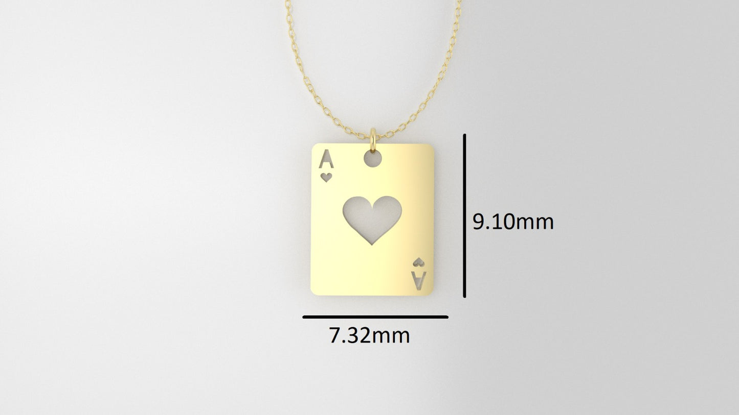 14K Pendant, includes 18 inch chain, "figure of an "A" of hearts in solid gold"