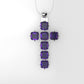 14K Pendant with 7 Amethyst 5.5mm each, Only Pendant, " cross style"