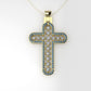 14K Pendant with 15 Diamonds 2mm each and 71 Blue Topaz 1mm each, Only Pendant, "Cross style"