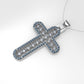 14K Pendant with 15 Diamonds 2mm each and 71 Blue Topaz 1mm each, Only Pendant, "Cross style"