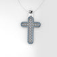 14K Pendant with 15 Diamonds 2mm each and 71 Blue Topaz 1mm each, Only Pendant, "Cross style"