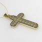 14K Pendant with 15 Diamonds 2mm each and 71 Blue Topaz 1mm each, Only Pendant, "Cross style"