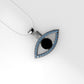 14K Pendant with 1 Black Diamond & 29 Blue Topaz, Lucky Eye Style, Only Pendant