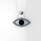 14K Pendant with 1 Black Diamond & 29 Blue Topaz, Lucky Eye Style, Only Pendant