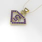 14K Pendant with 36 Amethyst of 1.2mm, Only Pendant, "superman symbol"