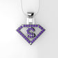 14K Pendant with 36 Amethyst of 1.2mm, Only Pendant, "superman symbol"