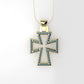 14K Pendant with 58 Blue Topaz 1mm each, "Cross Style", Only Pendant