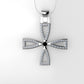 14K Pendant with 62 Moissanite 1mm VS1 each and 1 Diamond Black 2mm, "Cross Style", Only Pendant