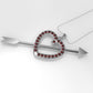 14K Pendant with 25 Ruby 1mm, Only Pendant, "heart crossed with an arrow"