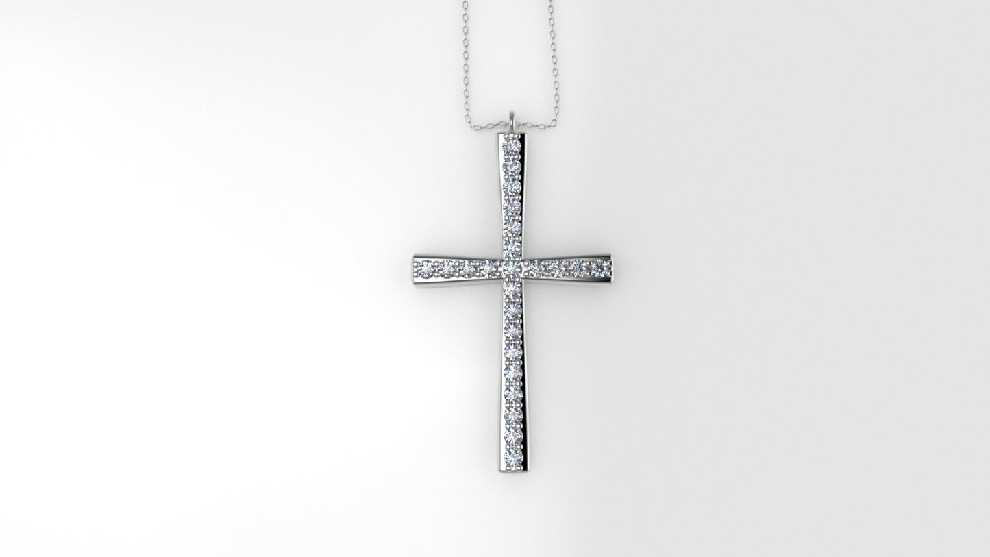 14K Pendant with 24 Moissanite 1.2mm VS1 each, "Cross Style", Only Pendant