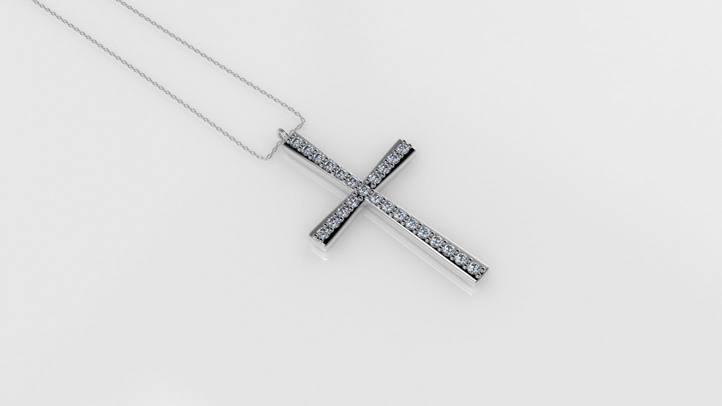 14K Pendant with 24 Moissanite 1.2mm VS1 each, "Cross Style", Only Pendant