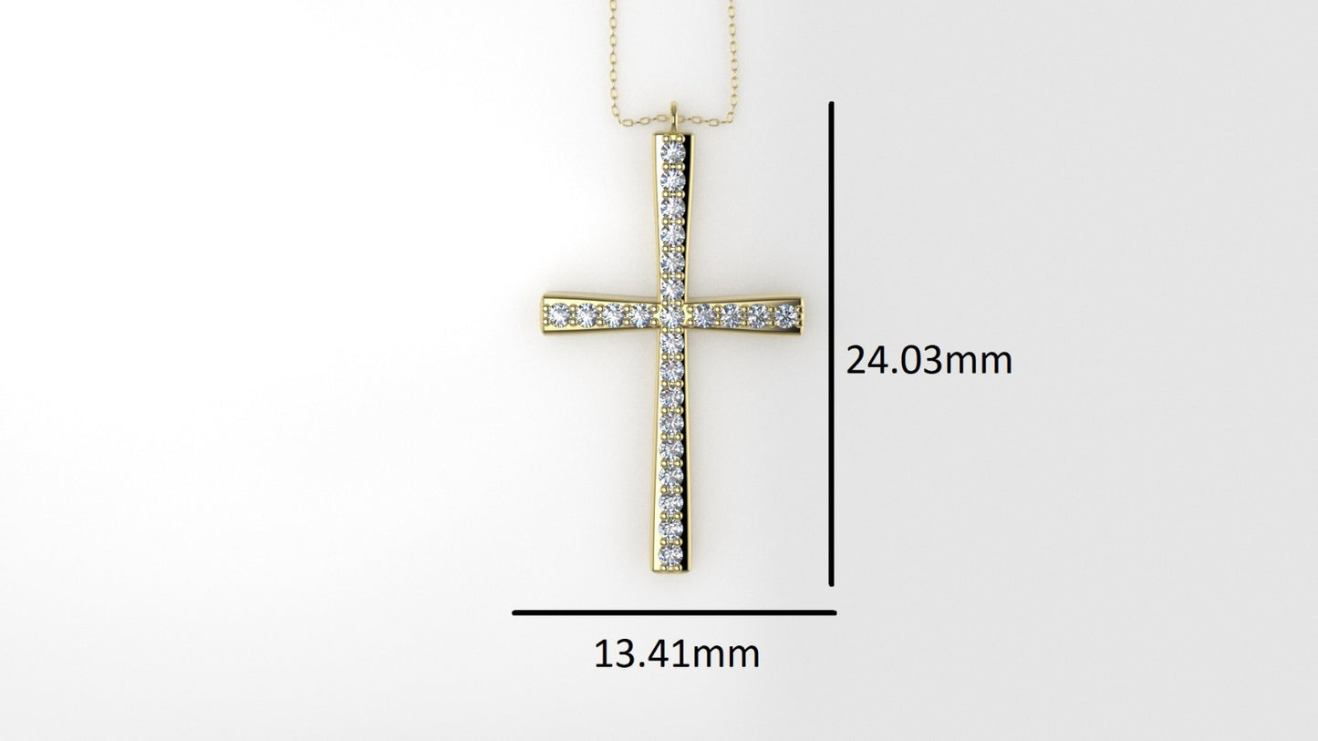 14K Pendant with 24 Moissanite 1.2mm VS1 each, "Cross Style", Only Pendant