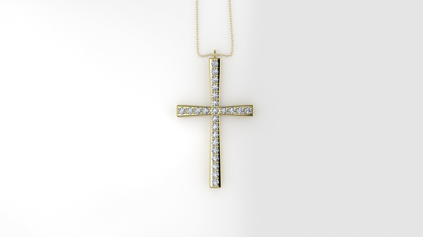 14K Pendant with 24 Moissanite 1.2mm VS1 each, "Cross Style", Only Pendant