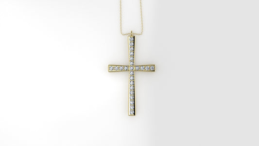 14K Pendant with 24 Moissanite 1.2mm VS1 each, "Cross Style", Only Pendant