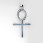 14K Pendant with 23 Diamond 1.5mm VS1 each and 30 Blue Topaz 1.2mm each, "Cross Style", Only Pendant