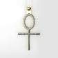 14K Pendant with 23 Diamond 1.5mm VS1 each and 30 Blue Topaz 1.2mm each, "Cross Style", Only Pendant