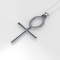 14K Pendant with 23 Diamond 1.5mm VS1 each and 30 Blue Topaz 1.2mm each, "Cross Style", Only Pendant