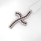 14K Pendant with 22 Ruby 1.3mm each, Only Pendant, "Curved Cross Style"