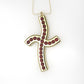 14K Pendant with 22 Ruby 1.3mm each, Only Pendant, "Curved Cross Style"