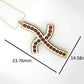 14K Pendant with 22 Ruby 1.3mm each, Only Pendant, "Curved Cross Style"