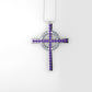 14K Pendant with 29 Amethyst 1.2mm each and 12 Moissanite 1.2mm VS1 each, Only Pendant, "CROSS AND CIRCLE"