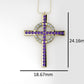 14K Pendant with 29 Amethyst 1.2mm each and 12 Moissanite 1.2mm VS1 each, Only Pendant, "CROSS AND CIRCLE"