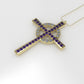 14K Pendant with 29 Amethyst 1.2mm each and 12 Moissanite 1.2mm VS1 each, Only Pendant, "CROSS AND CIRCLE"