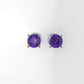 Gold Earrings with 2 AMETHYST, it is comfortable and elegant, "4 Prongs"