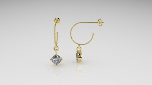 Yellow Gold Earrings with 2 DIAMOND 6.5 mm VS1 each