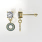 14k Push Back Earrings with 2 MOISSANITE VS1 and 66 BLUE TOPAZ, "STT: Prongs"