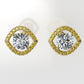 GOLD Earrings with 2 MOISSANITE 6.5mm VS1 each  and 44 YELLOW TOPAZ 1.3mm each, stt "PRONGS"