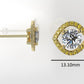 GOLD Earrings with 2 MOISSANITE 6.5mm VS1 each  and 44 YELLOW TOPAZ 1.3mm each, stt "PRONGS"