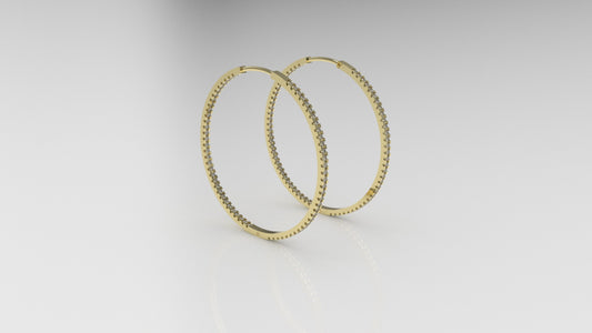 14k Gold Earrings with 130 DIAMOND 1.3mm VS1 each, "Cut Split"