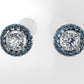 14k Yellow Gold Earrings with 2 MOISSANITE 4mm VS1 each and 28 BLUE TOPAZ 1.3mm, "Cut Split and Stt: Prong"