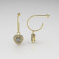 14k Gold Push Back Earrings with 42 MOISSANITE VS1, "Stone Heart and Round" "Stt: Prongs"