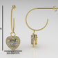 14k Gold Push Back Earrings with 42 MOISSANITE VS1, "Stone Heart and Round" "Stt: Prongs"