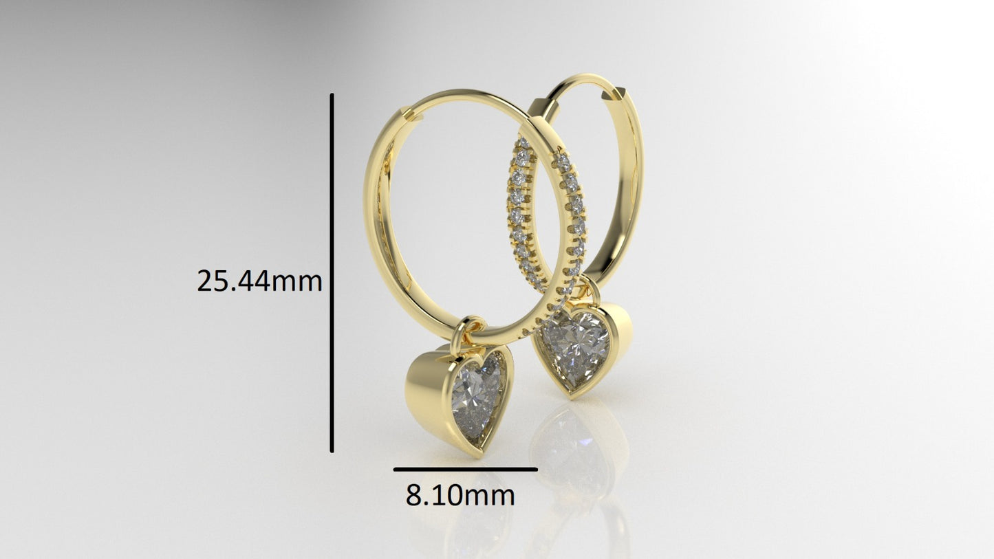14k Gold Earrings with 22 MOISSANITE VS1, "Cut Split" "Stt: Bezel"
